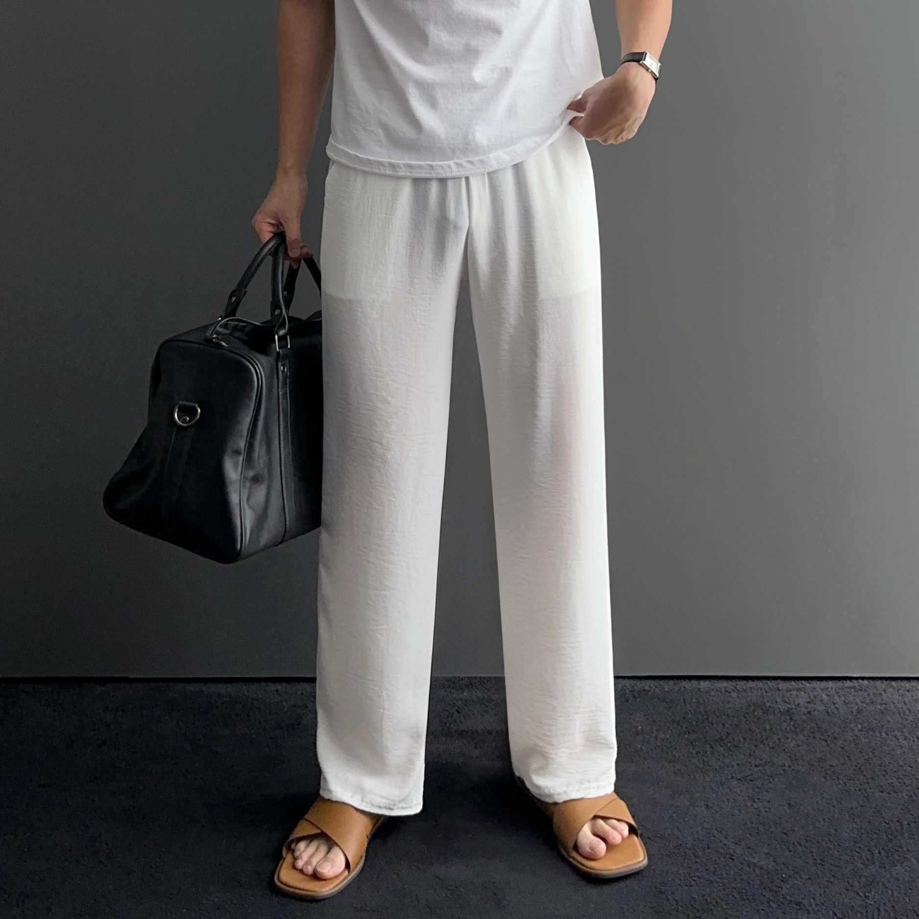 1+1 남성린넨바지 남자린넨슬랙스 마바지 - 상세 이미지 2