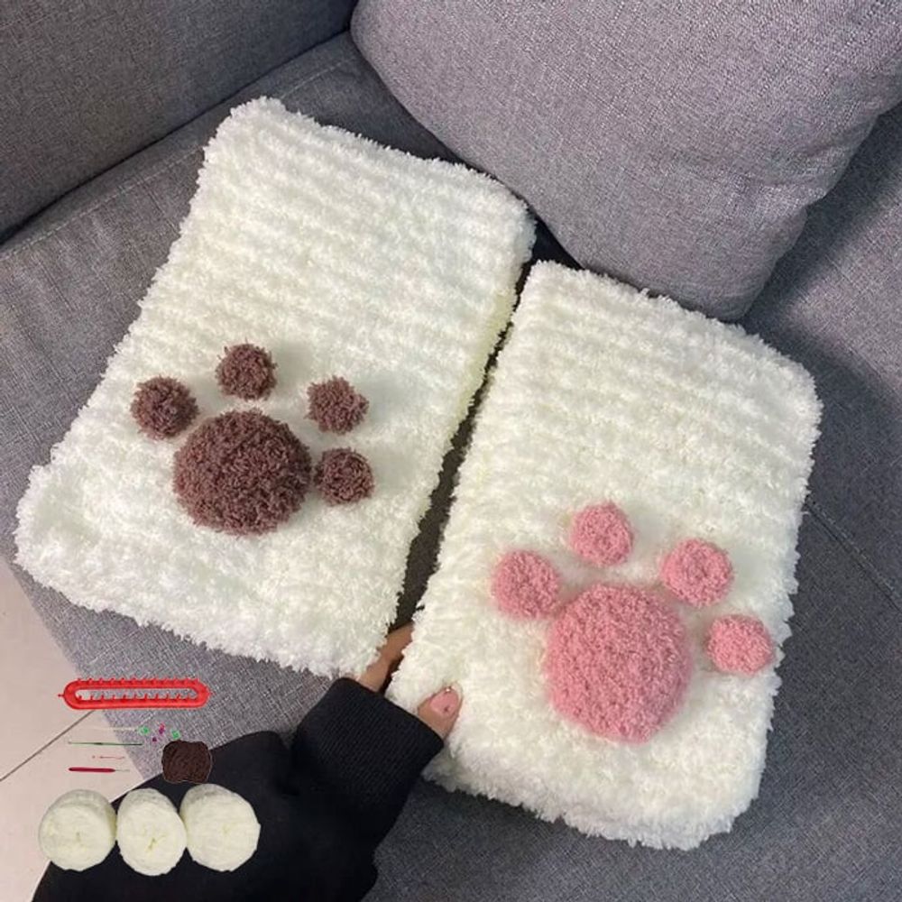 DIY 고양이 목도리 머플러 손뜨기 뜨개실 초보자 키트 코바늘실 - 메인 이미지