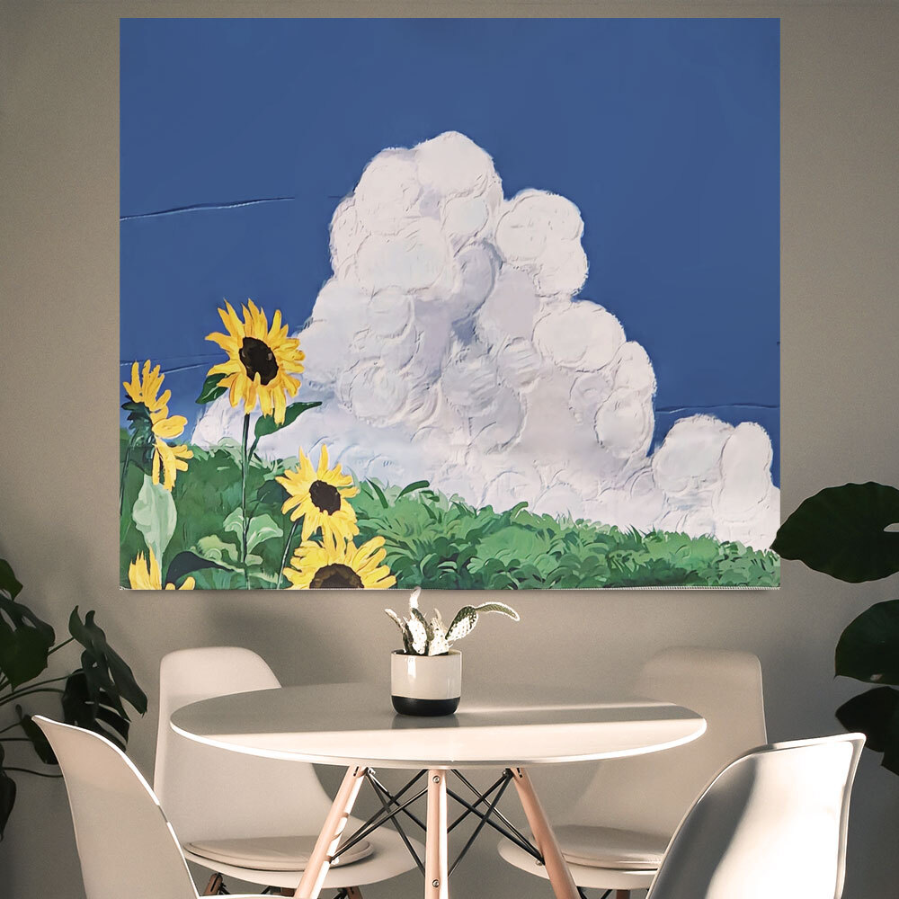 SFr 대형 패브릭 포스터 유화 해바라기 M 인테리어 소품 벽장식 집꾸미기 벽인테리어