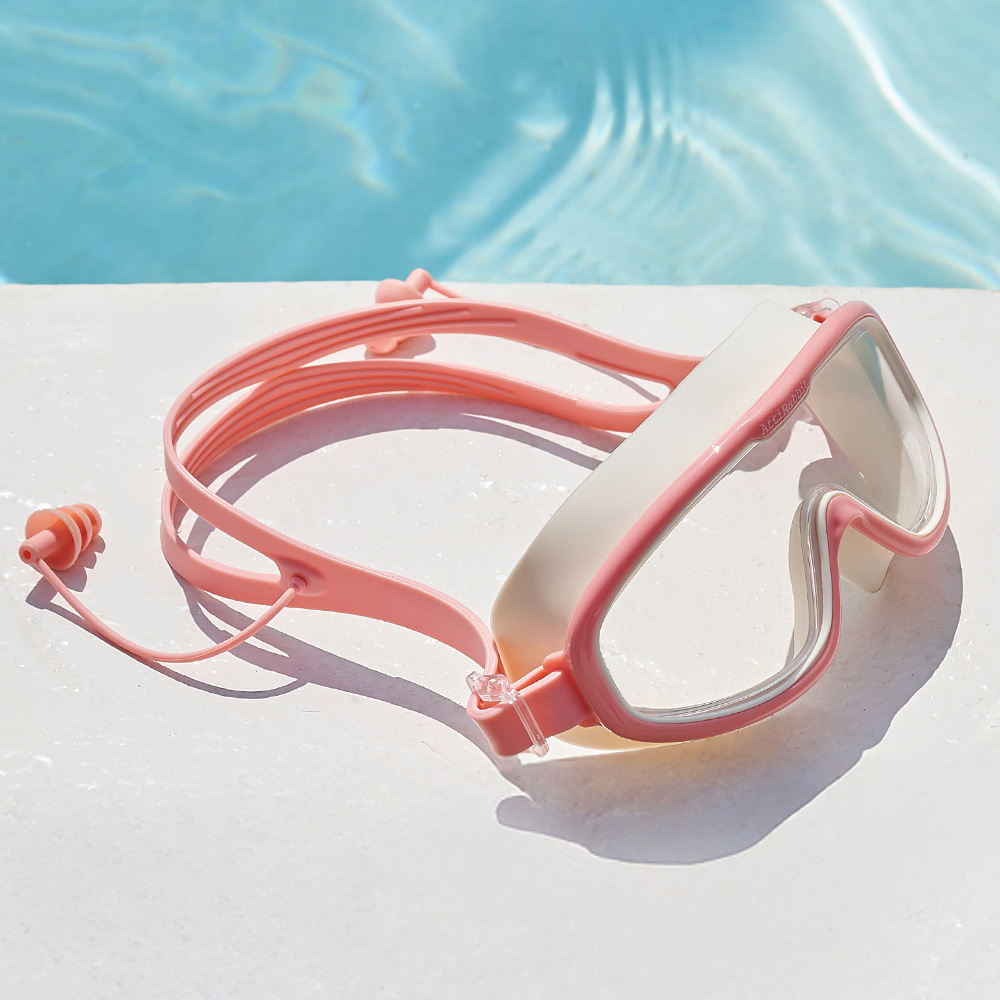 아띠래빗 어린이 물안경 와이드 귀마개 유아 수경 키즈 고글수경 핑크