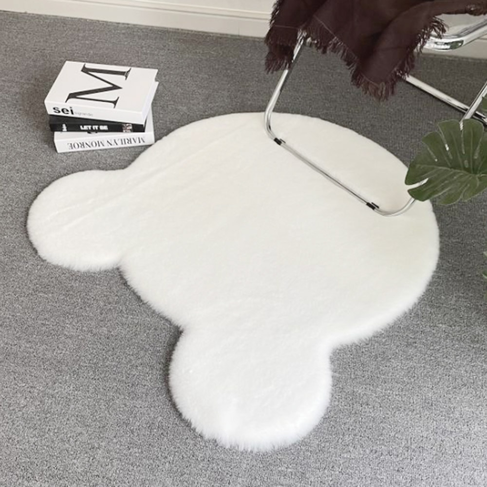 헬로 베어 장모 러그 거실 카페트 (80 cm) (화이트) 매트 발매트 카펫트 샤기러그 - 메인 이미지