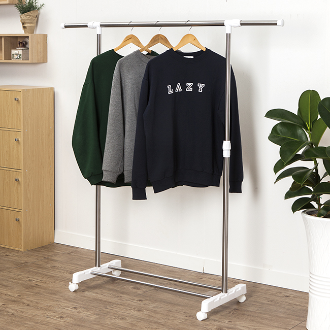 홈라이프 이동식 옷걸이 행거 선반 2단 바퀴 달린 높이 조절 스탠드 스텐드