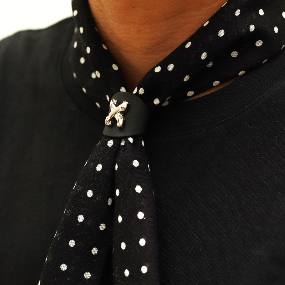에치펠레 수제 콘초장식 통가죽 스카프링 홀더 블랙/반다나 이미지 6