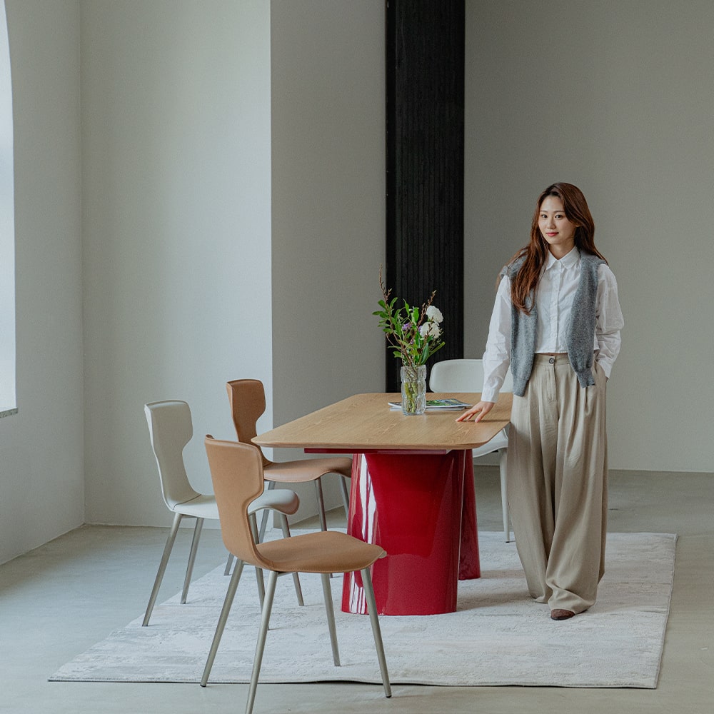 헨지디자인 비노 레드 다이닝 화이트 오크 테이블 인테리어 식탁 신혼가구 - 상세 이미지 5