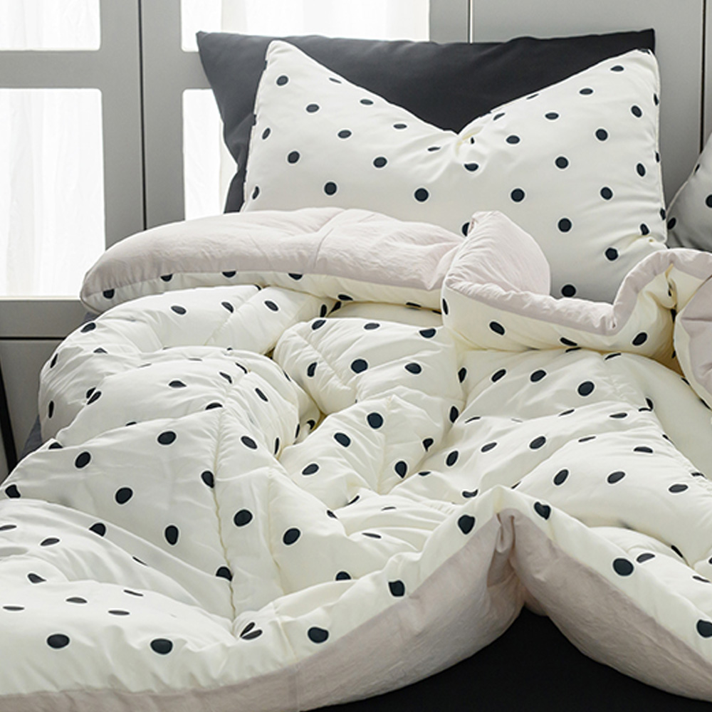 해피니 도트 세미 마이크로 차렵이불 베개 커버 세트 SS (베이지) 슈퍼 싱글이불