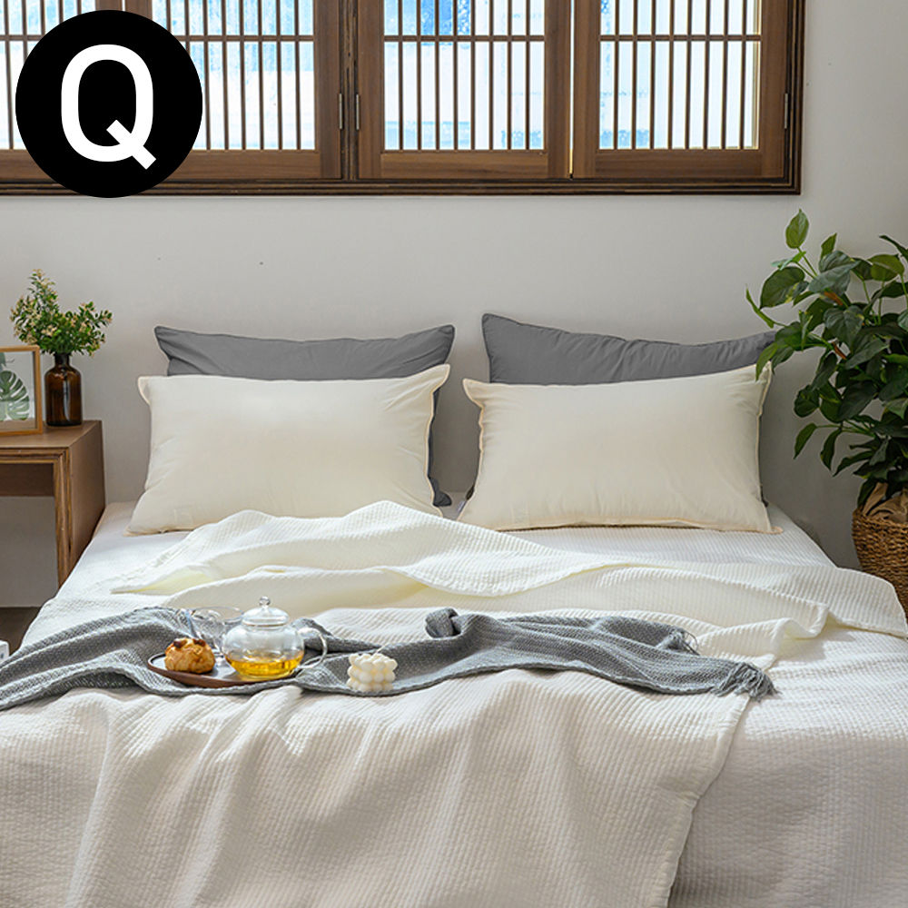 해피니 이불 순면 60 수 피그먼트 워싱 스프레드 퀸 Q (화이트) 차렵이불 사계절