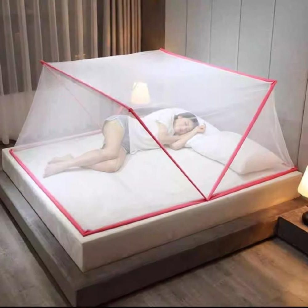 원터치모기장 접이식 침대 모기장텐트 야외 캠핑모기장 블루 고정클립 증정 80x190x80cm 미니 - 상세 이미지 2