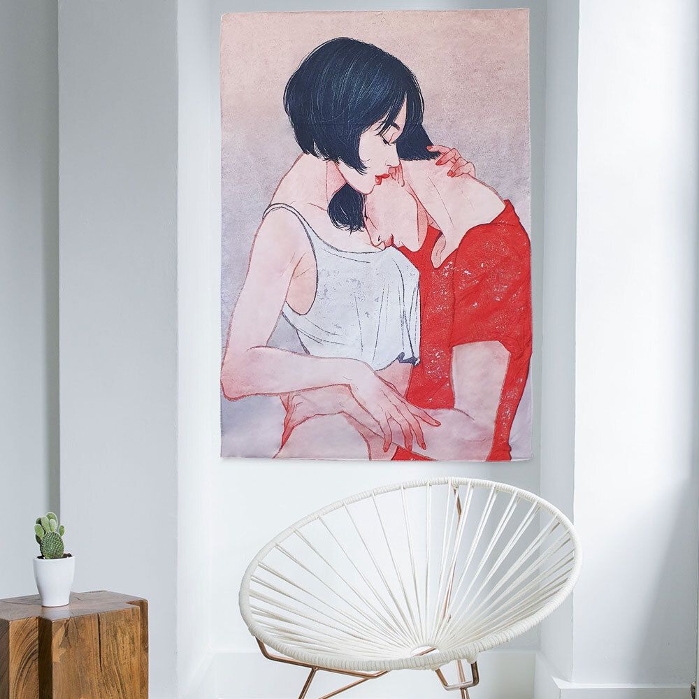 대형 패브릭 포스터 커플 세로 M 벽장식 인테리어 가림천 테피스 트리 액자