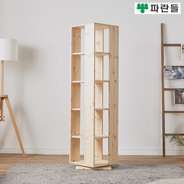파란들가구 레드파인원목 360도 5단회전책장 원목책장 장식장 - 상세 이미지 2