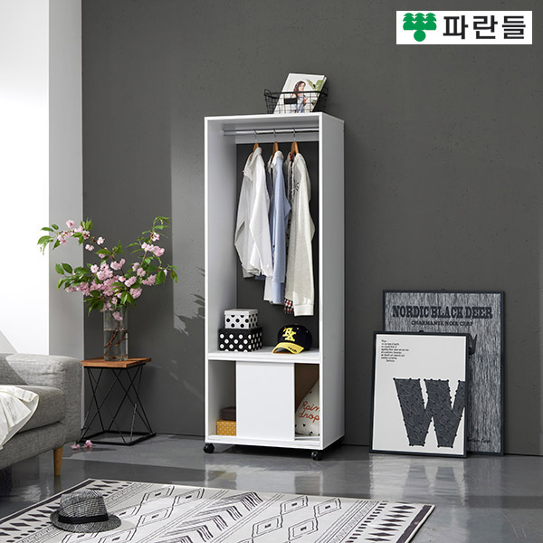 파란들가구 600 수납 고정/이동식행거 이동옷장 드레스룸 행거 - 메인 이미지