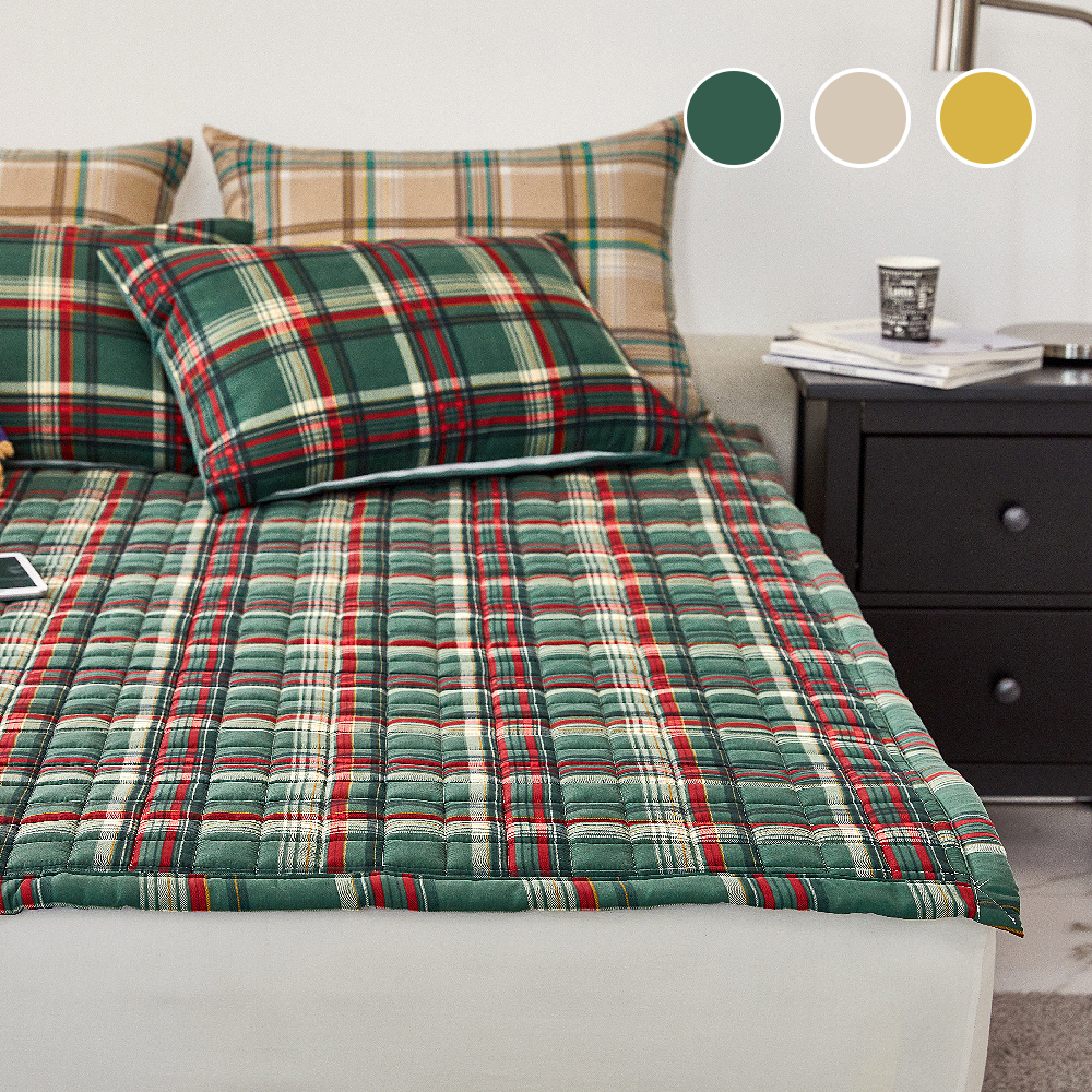 국내 생산 알러지케어 집먼지 진드기 방지 체크 사계절 누빔 매트리스 침대 패드 SS Q