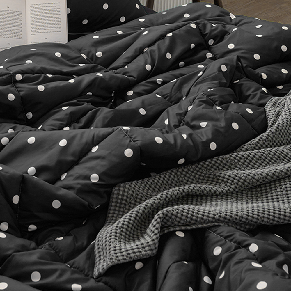 해피니 이불 도트 세미 마이크로 차렵이불 퀸 Q (블랙) 사계절 사계절이불 기숙사