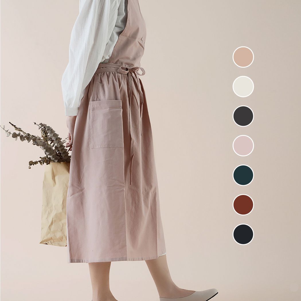 데일리 편한 원피스 앞치마 어린이집 공방 유치원 여성 예쁜 레이스 카페