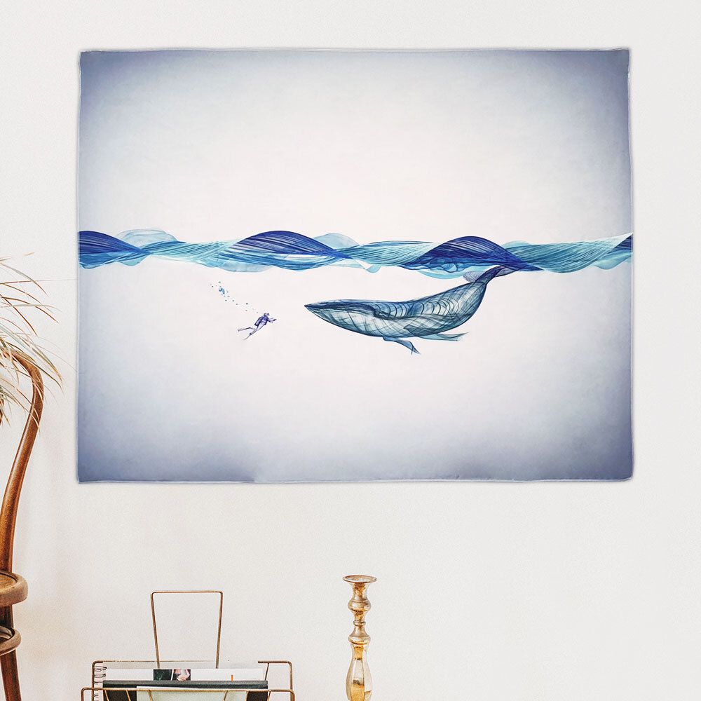대형 패브릭 포스터 흰수염 고래 M 벽장식 인테리어 가림천 테피스 트리 액자