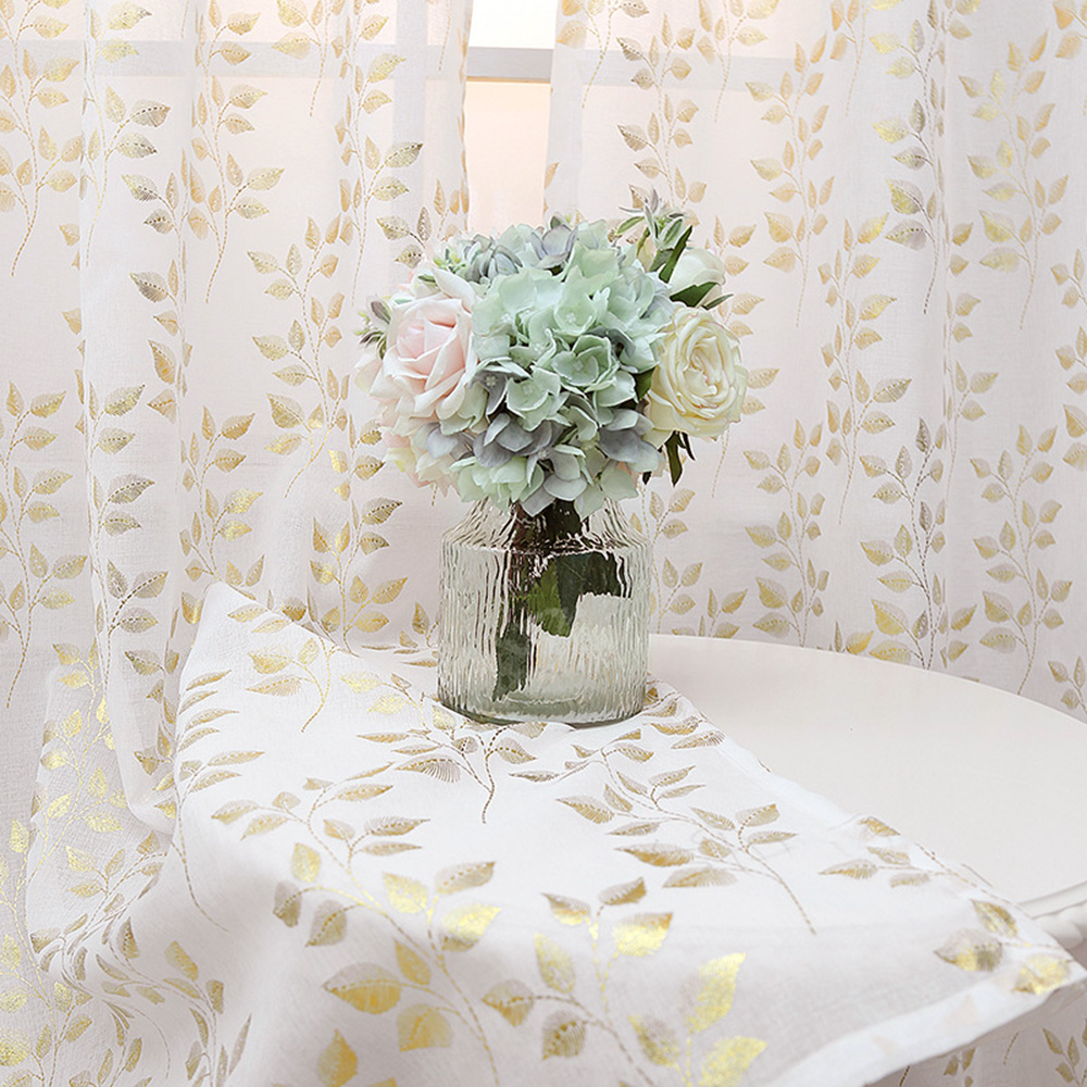 모던홈 골든 리프 햇빛 차단 커튼( 132x 165 cm)( 아일릿) 레이스 가리개