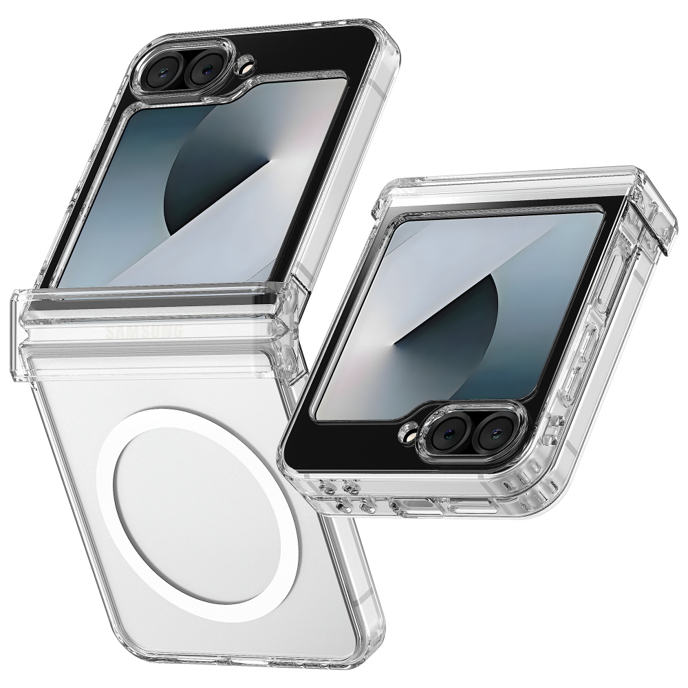 퓨어쉴드 2배자력 맥세이프 방탄 범퍼 케이스 투명, 갤럭시Z 플립6