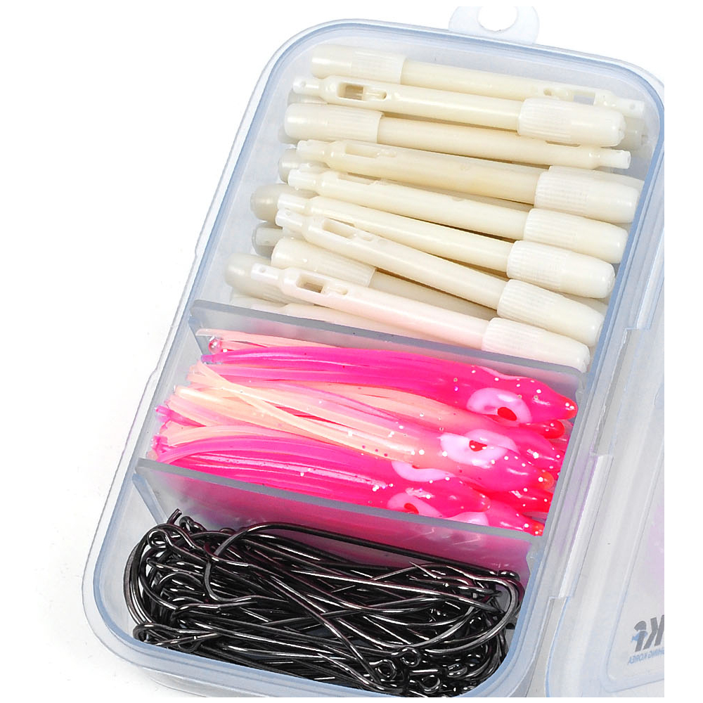 OKF 181 갈치낚시 채비세트 인서트홀더 25개 갈치바늘 50개 야광꼴뚜기 10개입