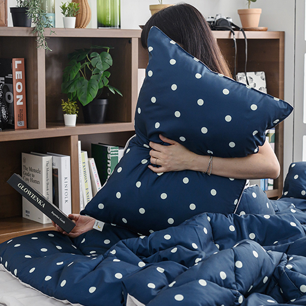 해피니 도트 세미 마이크로 차렵이불 베개 커버 세트 SS (네이비) 슈퍼 싱글이불