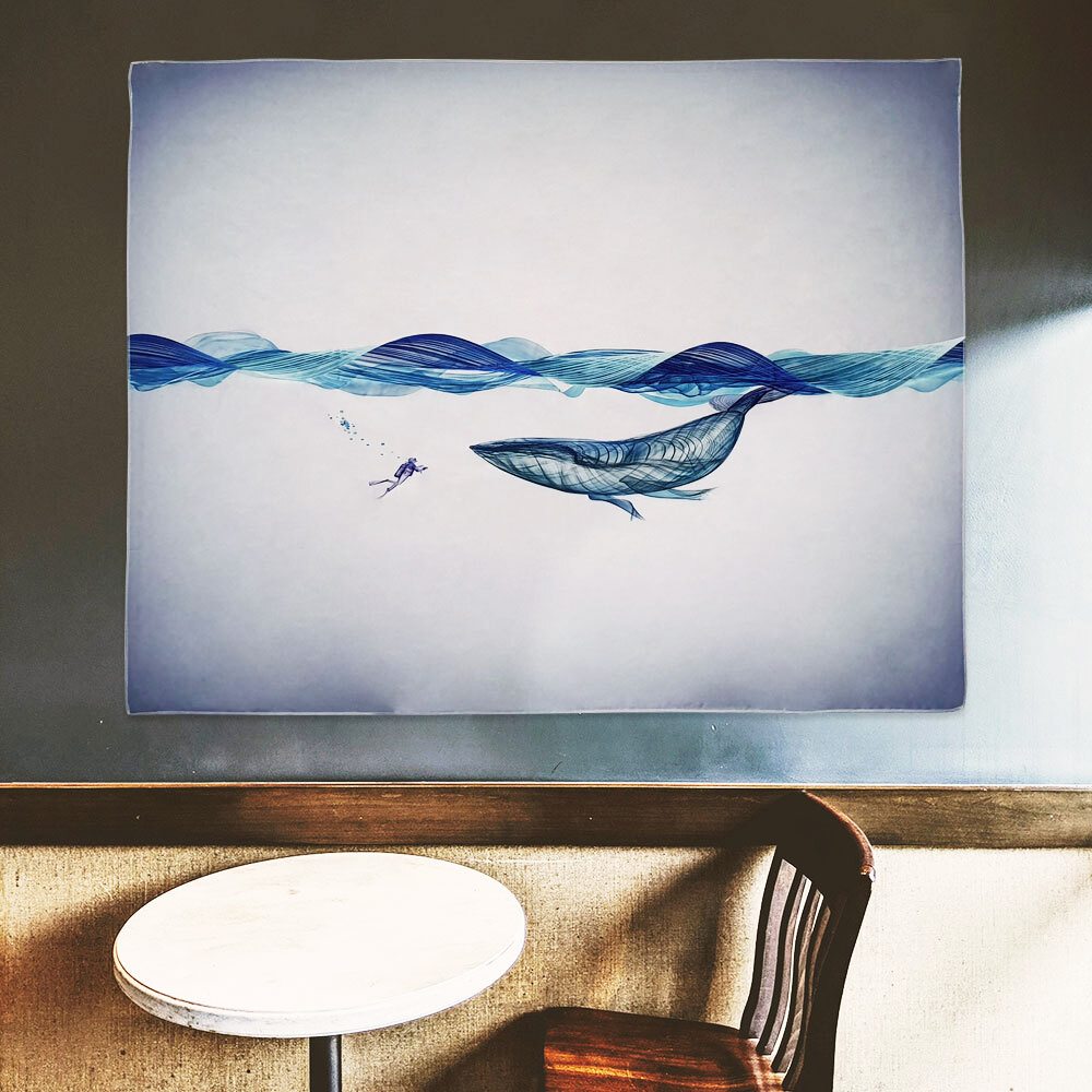 거실 포스터 현관 인테리어 고래 패브릭 액자 M 벽장식 가림천 테피스 트리 명화 홈카페