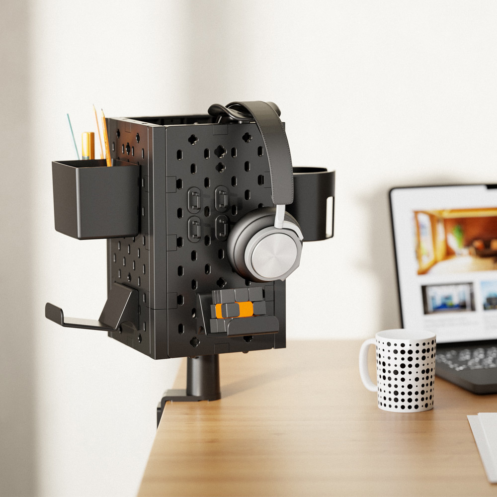 4면 회전형 페그 보드 게임패드 컨트롤러 헤드셋 거치대 타공판 4면회 책상 가림막