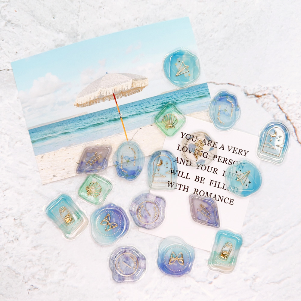 실링왁스 스티커 웨딩 엽서 봉투 포장 B타입 루나브라운 청첩장 스티커 18개입