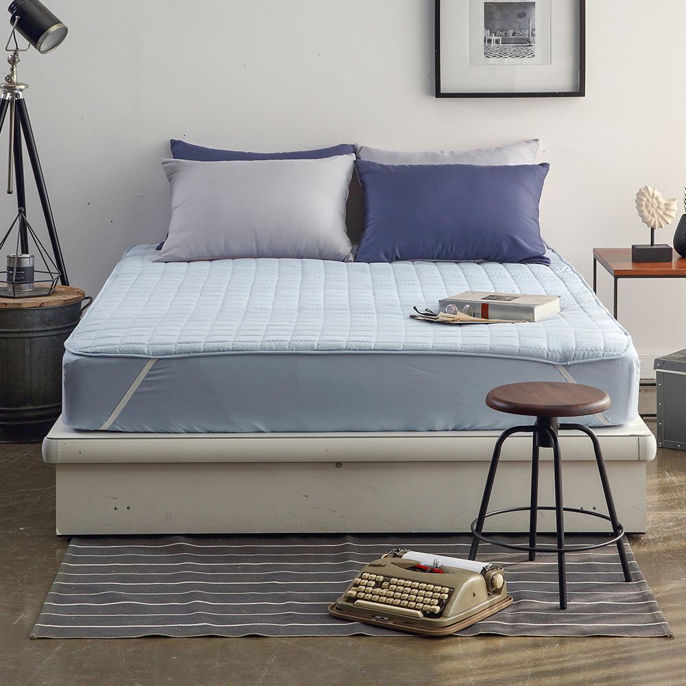 엣지 누빔 방수 패드 침대 커버 4면 고정 밴드형 PU 코팅 매트리스 슈퍼 싱글