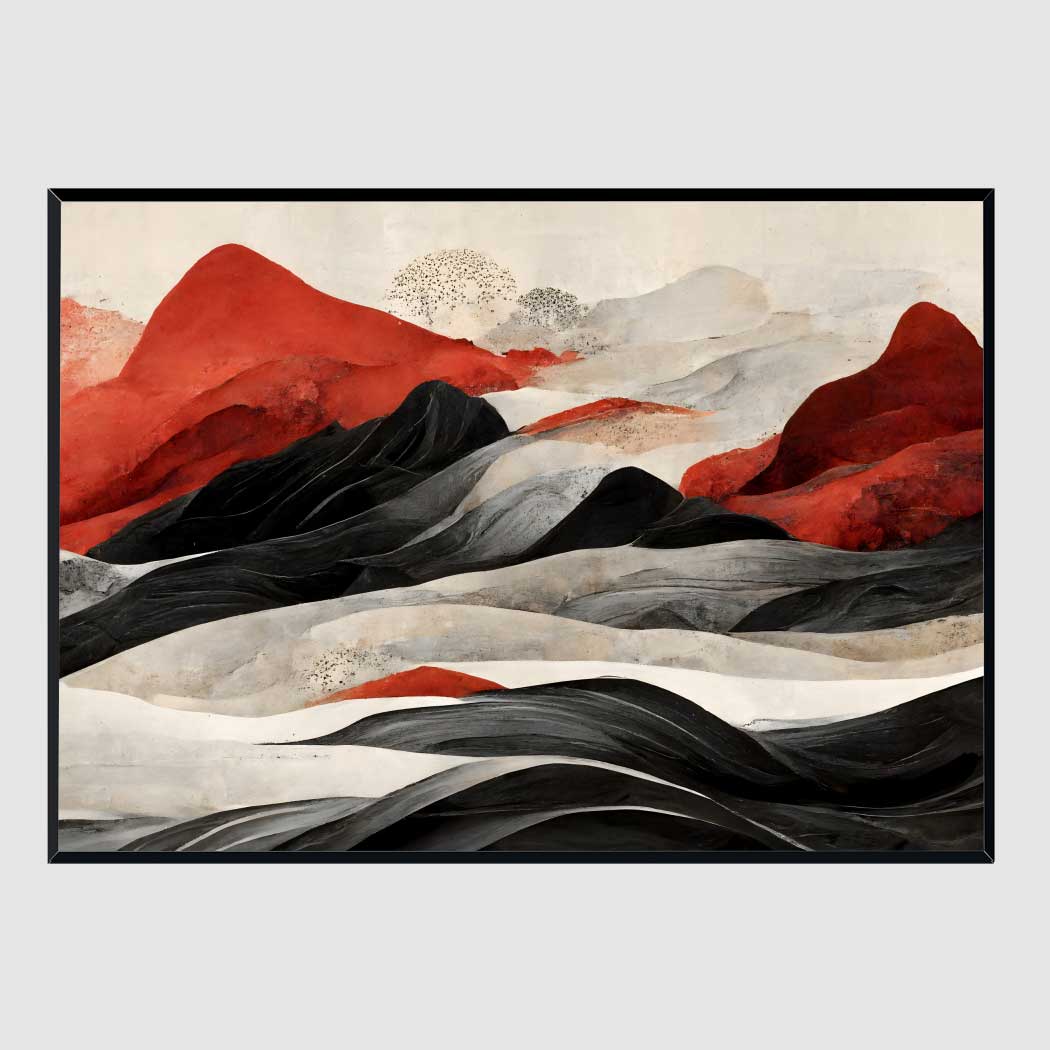 가로형 인테리어 액자 Red Mountains A2 사이즈 가벼운 몰딩 대형 프레임 - 메인 이미지