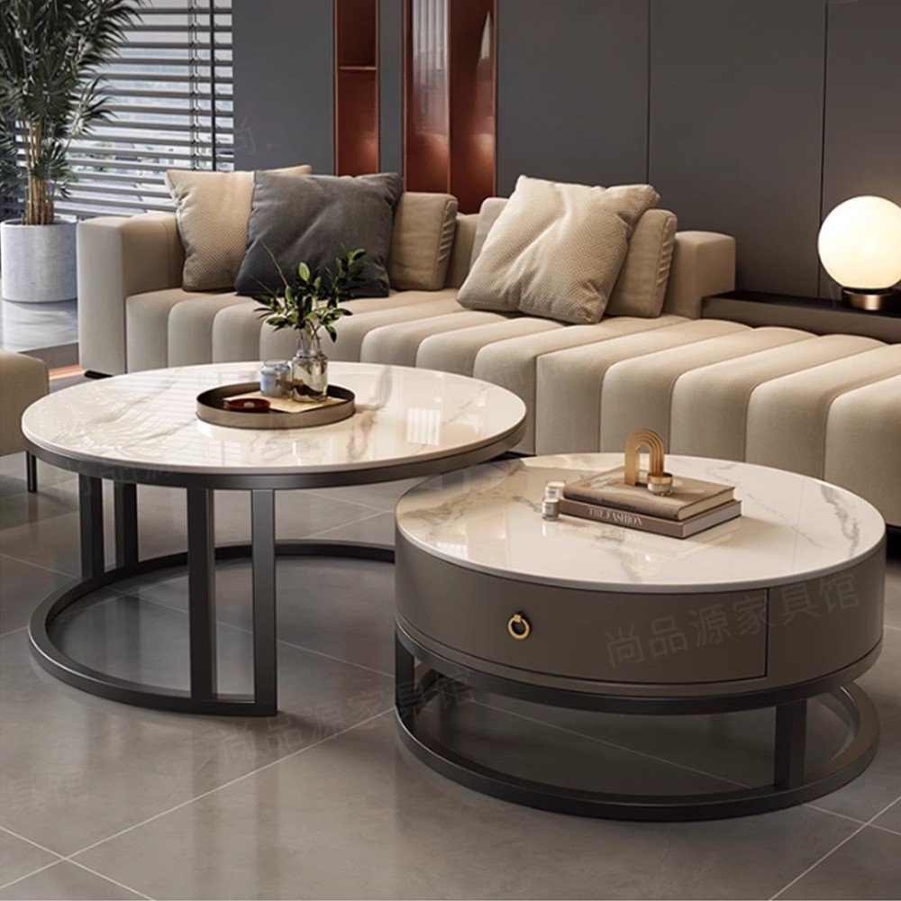 거실 테이블 수납 원형 다이닝 보관 라운드 우드 낮은테이블 50 아르마니 회색 돌판70 유리 흰색
