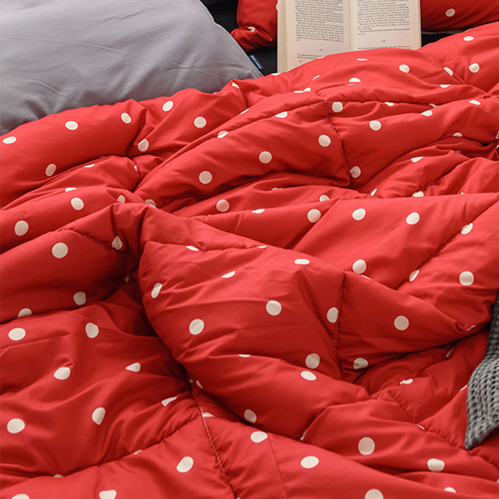 해피니 이불 도트 세미 마이크로 차렵이불 퀸 Q (레드) 사계절 사계절이불 기숙사