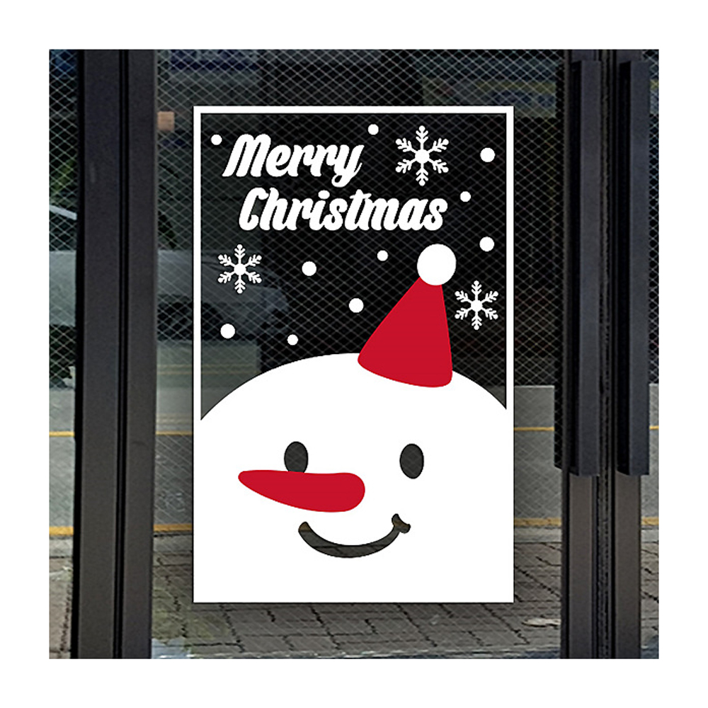 네모 크리스마스 눈사람 유리 창문 데코 스티커 눈꽃 장식 시트지 데코시트지 시트커