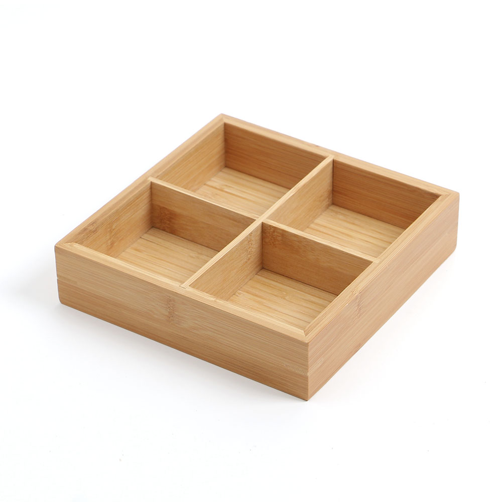 공간 박스 4칸 대나무 수납 보관함 티백 커피 DT 1311085 손잡이형 견과류 사탕