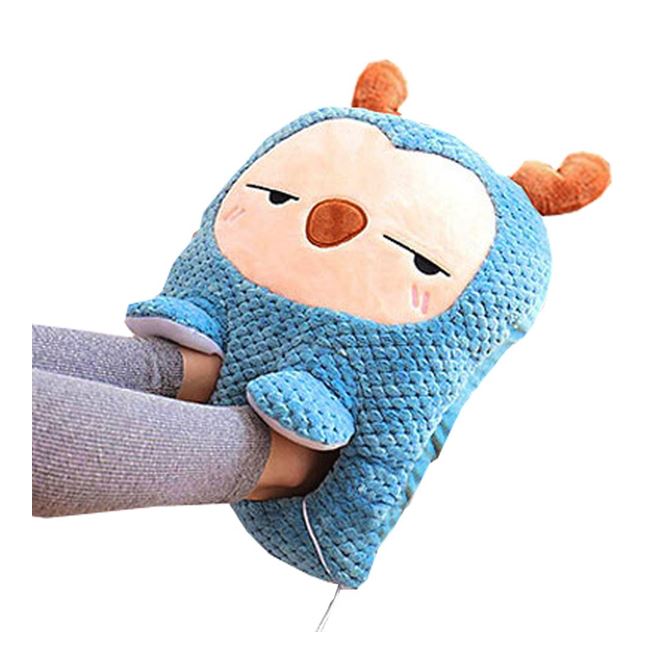 발열 쿠션 방석 브라운 USB 발난로 곰발 바닥 손난로 극세사 - 상품 이미지
