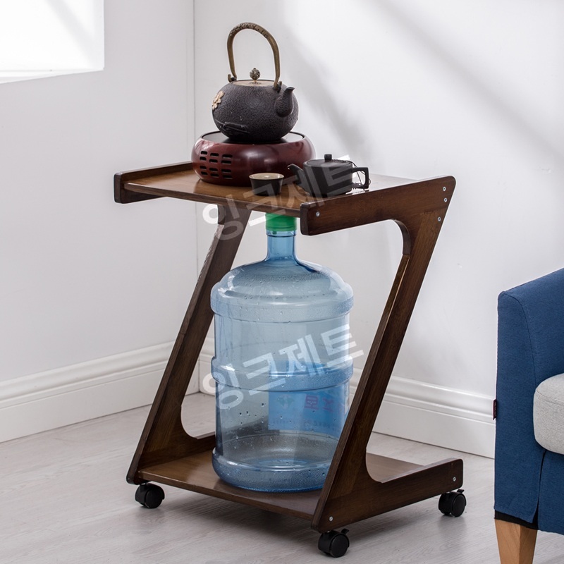 우드웨건 수납장 바퀴 협탁 사이드 z형 월넛 노트북 제트 두번째레이어+기본색상36.5CM - 상세 이미지 3