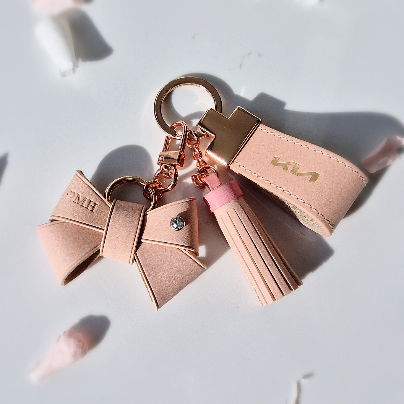 자동차 키링 이니셜각인 커스텀 명품가죽 리본 태슬 포포베 선물용