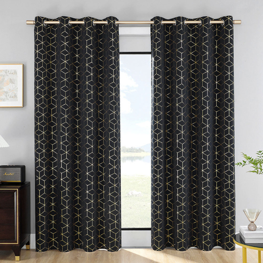 아일릿 창문 암막 커튼 2장 세트 132x 213 (블랙) 침실 안방 수면 아일렛형