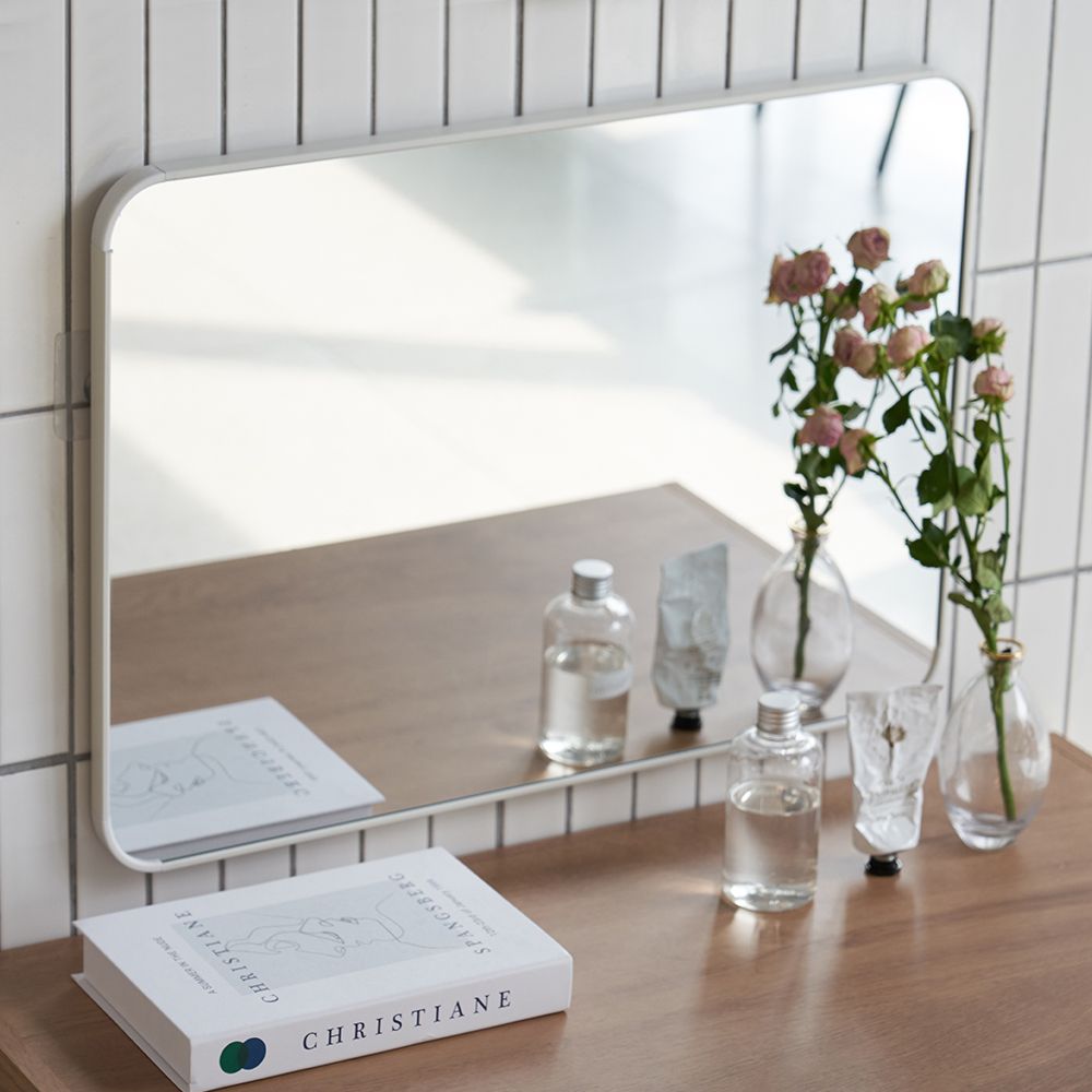 인테리어 사각 무타공 부착식 벽걸이 화장대 거울 벽거울