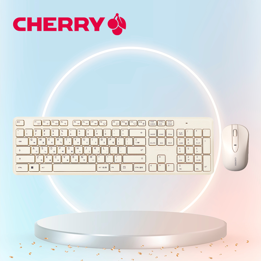 [국내정발] 체리 무소음 사무실 무선 키보드 마우스 세트 DW2300 아이보리