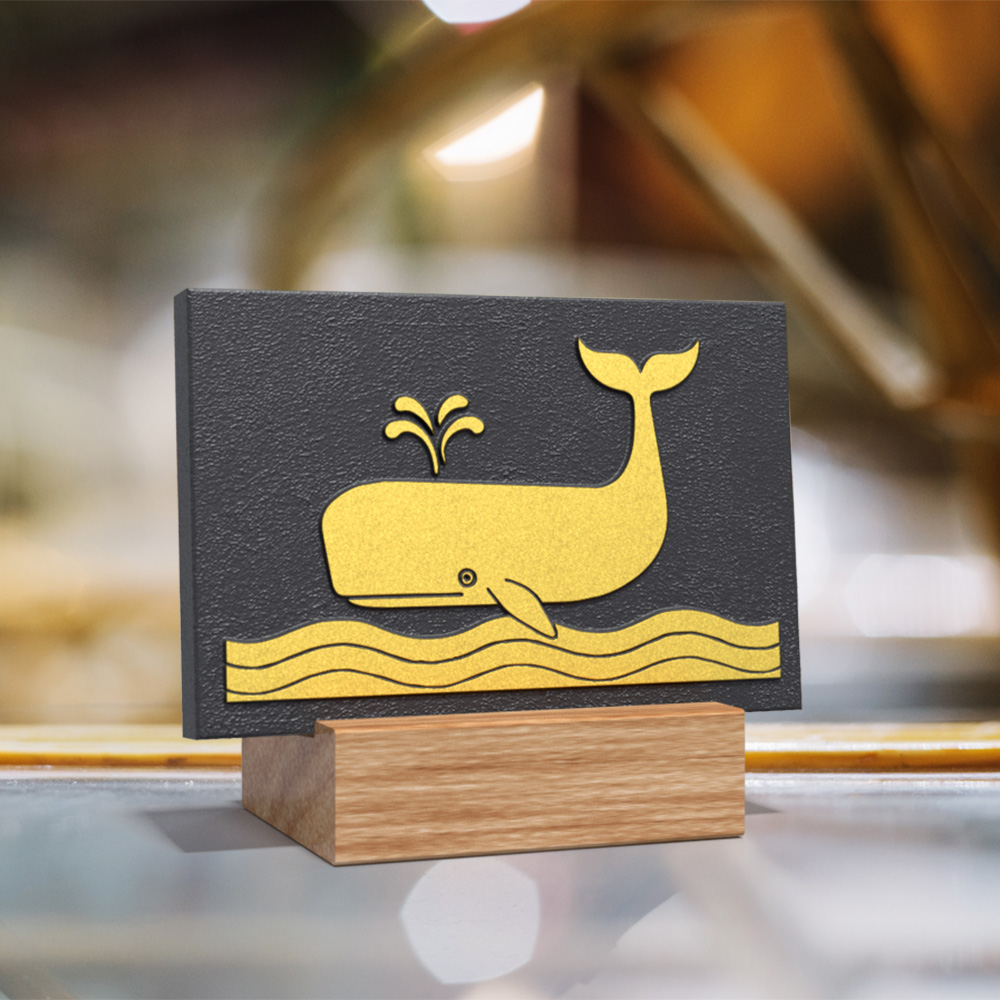 석재 조각 돌잇스 행운 고래 탁상 액자 (9x6 cm) 풍수 소품 그림 선물 동물 - 메인 이미지