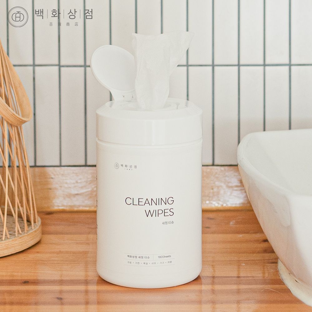 백화상점 세정 티슈 유리 차량용 주방 청소 알콜 물 티슈 180매, 6팩