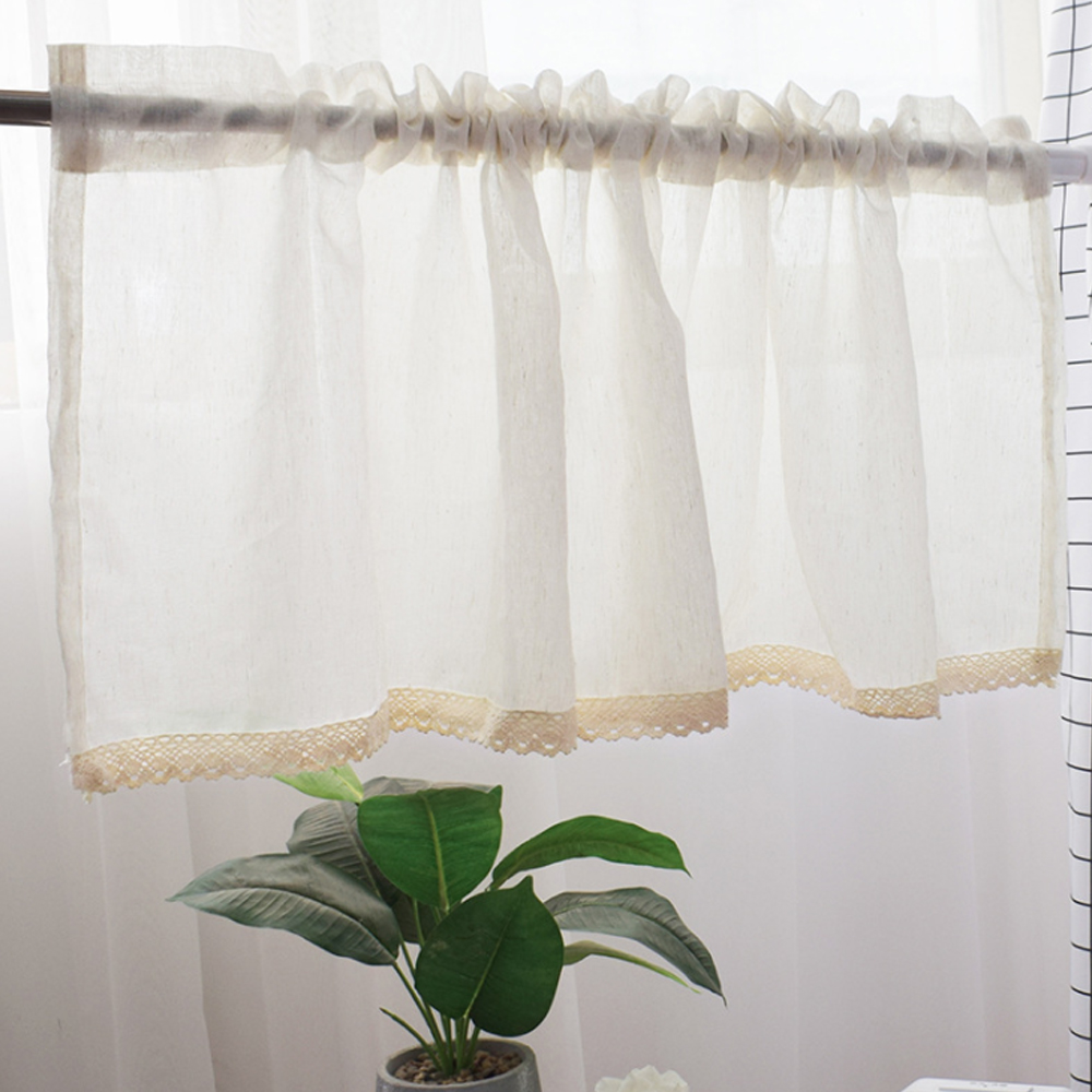 린넨 레이스 바란스 커튼 창문 (150x 45 cm) 주방 부엌 주방창 공간 분리