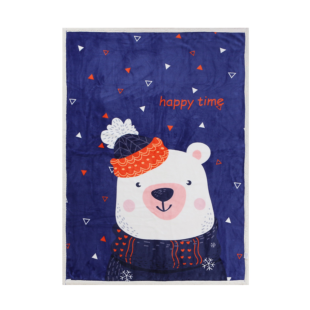 북극곰 양털 패턴 극세사 담요 무릎 (100x 140 cm) 차량용 캠핑 학생 낮잠이불