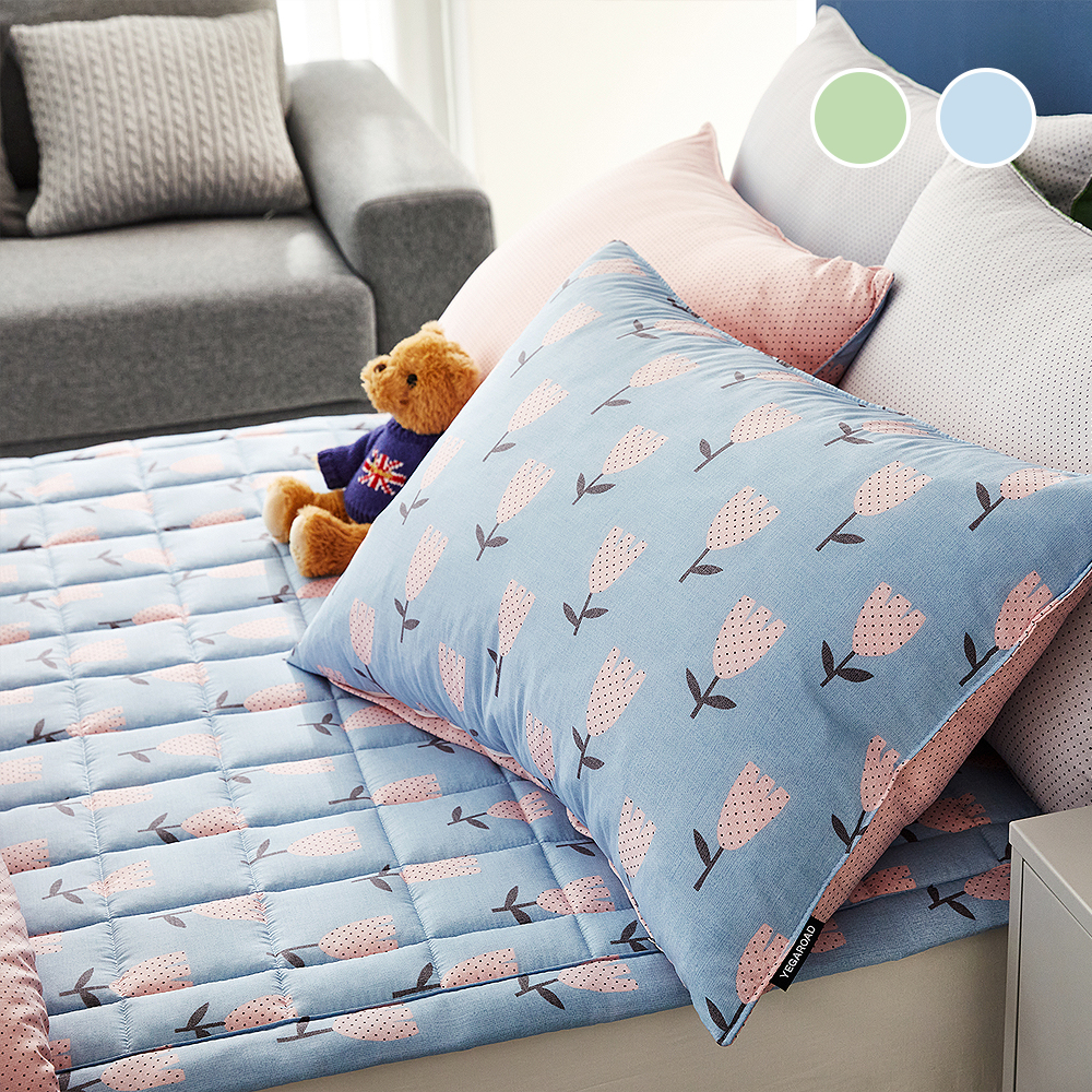 국내 생산 모달 플라워 패턴 유아 사계절 누빔 매트리스 침대 패드 SS K