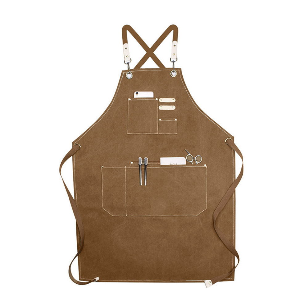 레이첼 캔버스 카페 주방 앞치마( 브라운) 공방 바리스타 작업용 패브릭 어깨 서스펜더