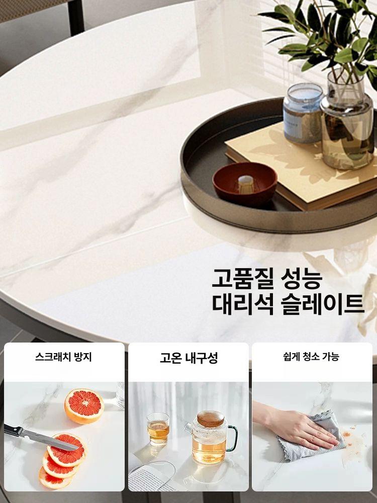 거실 테이블 수납 원형 다이닝 보관 라운드 우드 낮은테이블 50 아르마니 회색 돌판70 유리 흰색 - 상세 이미지 2