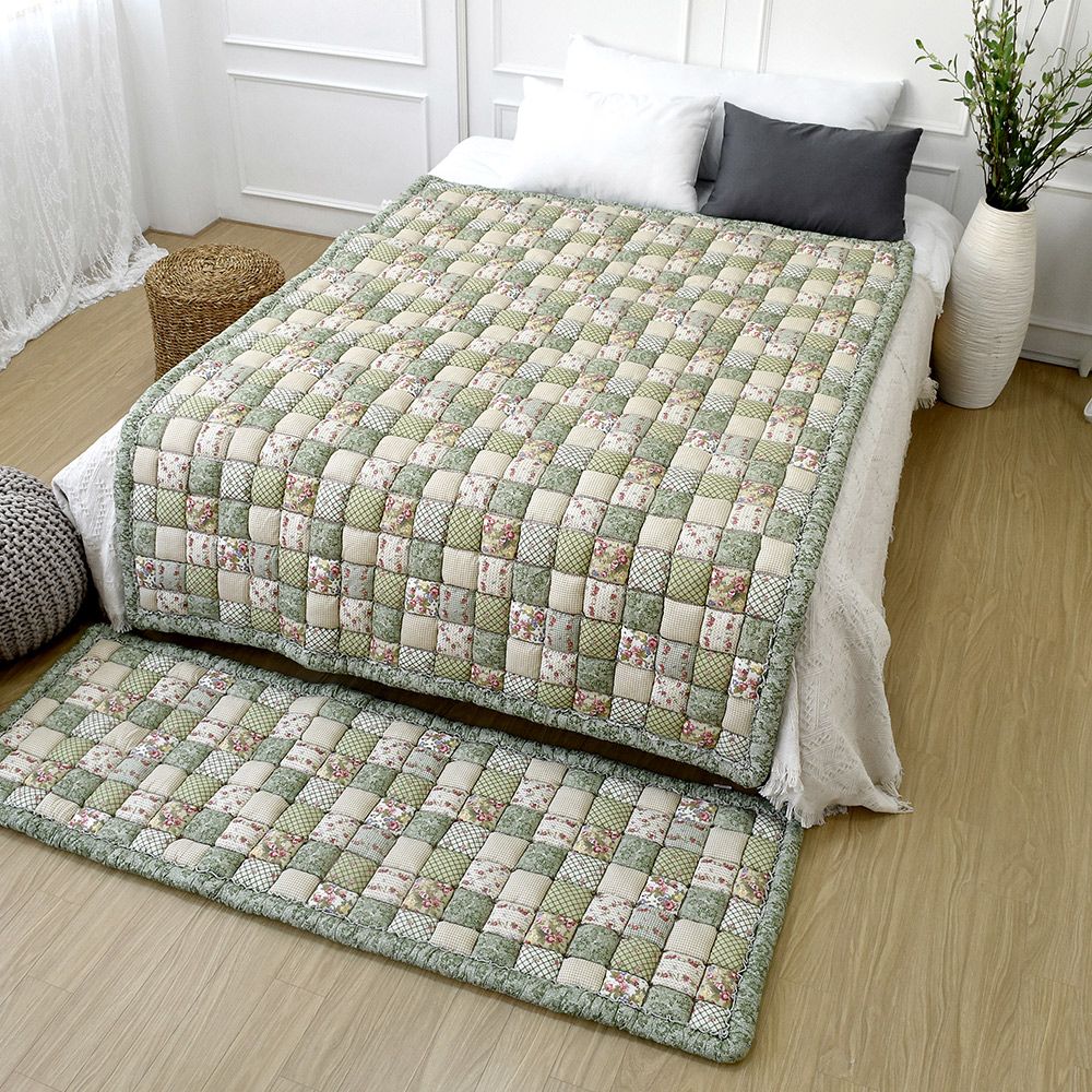 순면 체리빌 토퍼겸 러그 방석2장 (가로 45 세로 카페트 극세사 원형