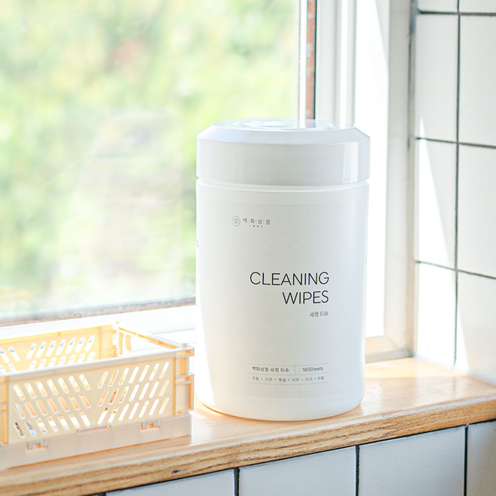 백화상점 세정 티슈 유리 차량용 주방 청소 알콜 물 티슈 180매, 6팩