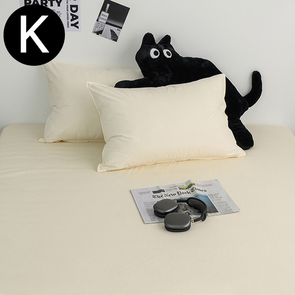 해피니 샤이니 40 수 순면 홑 매트리스 커버 킹 K (베이지) 침대 킹매트