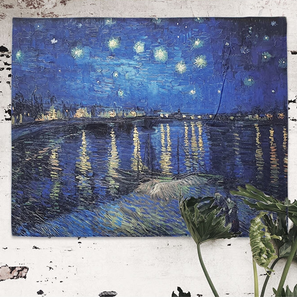 벽장식 반고흐 아를의별이 빛나는밤 패브릭 포스터 M 인테리어 가림천 테피스 트리 액자