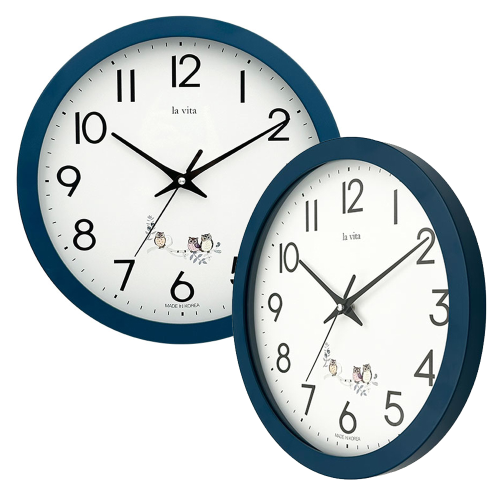 원목 무소음 벽시계 30 cm 블루 인테리어 벽걸이 원형 사무실 거실 모던 집들이 개업 - 상품 이미지