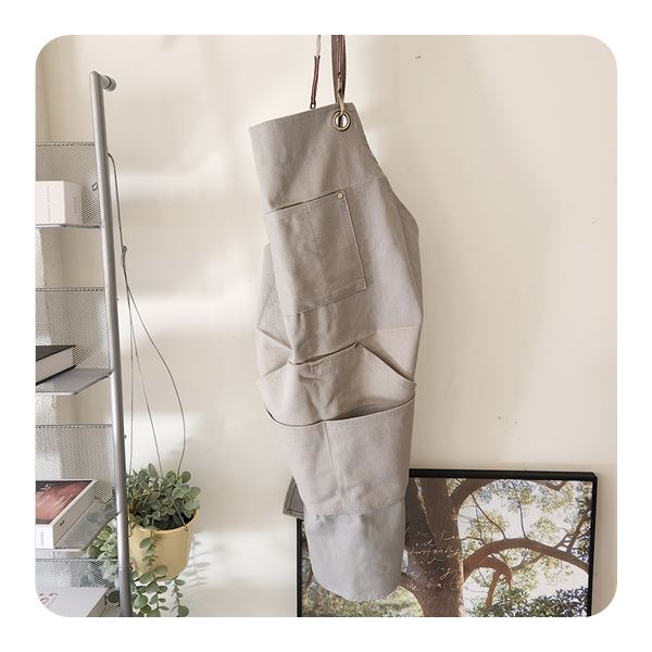 멀티 포켓 디자인 카페 공방 앞치마 베이지 예쁜 미술 작업복 깔끔한 스타일 데님 고